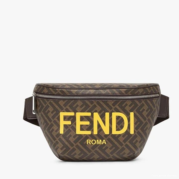 Affordable HOT ROMA Logo In Fabric Bag FF Fendi Motif Brown Belt 0816